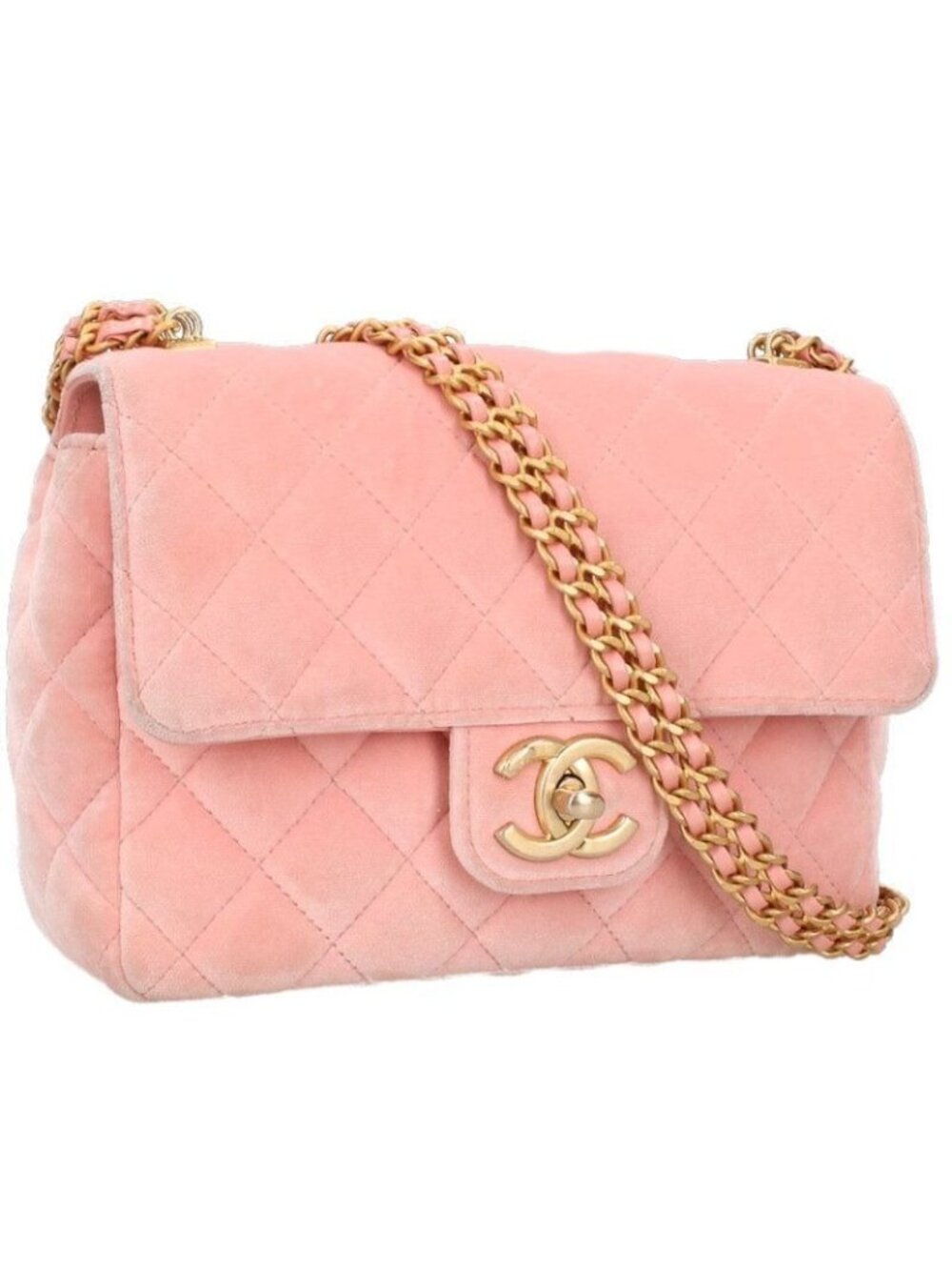 Chanel Mini Quilted 20 Velour Chain Shoulder Bag Women